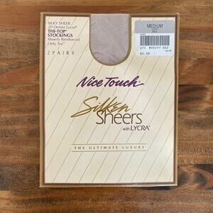 Vintage Nice Touch Silken Sheers  2 Pairs Thi-Top Stockings - Mist - Medium
